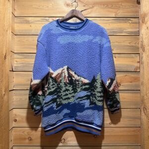 Urban Outfitters Blue Fleece Mountain Sherpa Oversized Graphic Sweatshirt XS